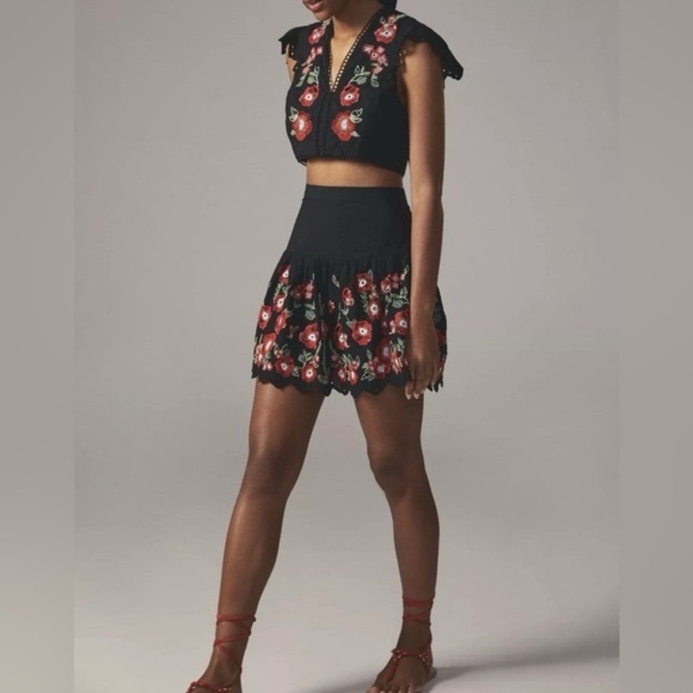 NWT! Anthropologie Embroidered Skirt & Top Set